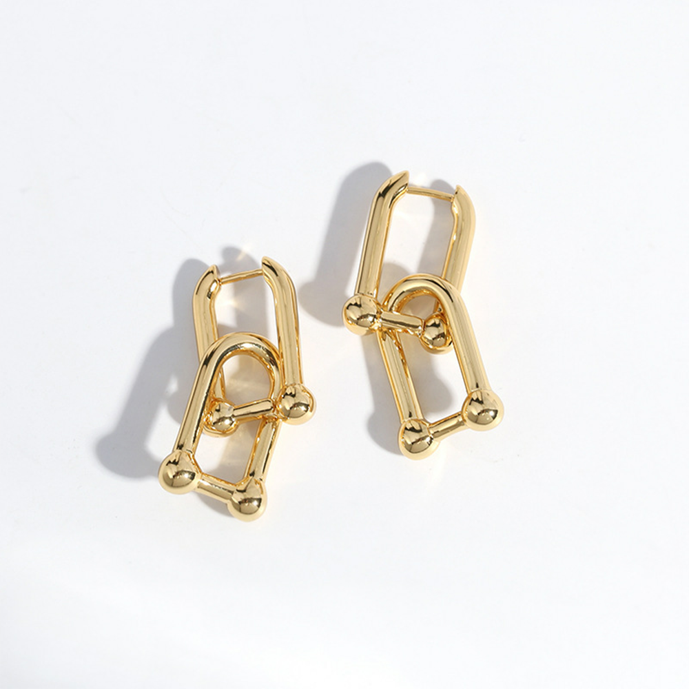 LATS 2023 New Design Irregular U-shaped Gold Color Earrings for Woman